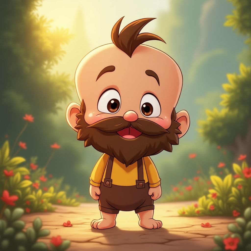 The bearded baby character illustration