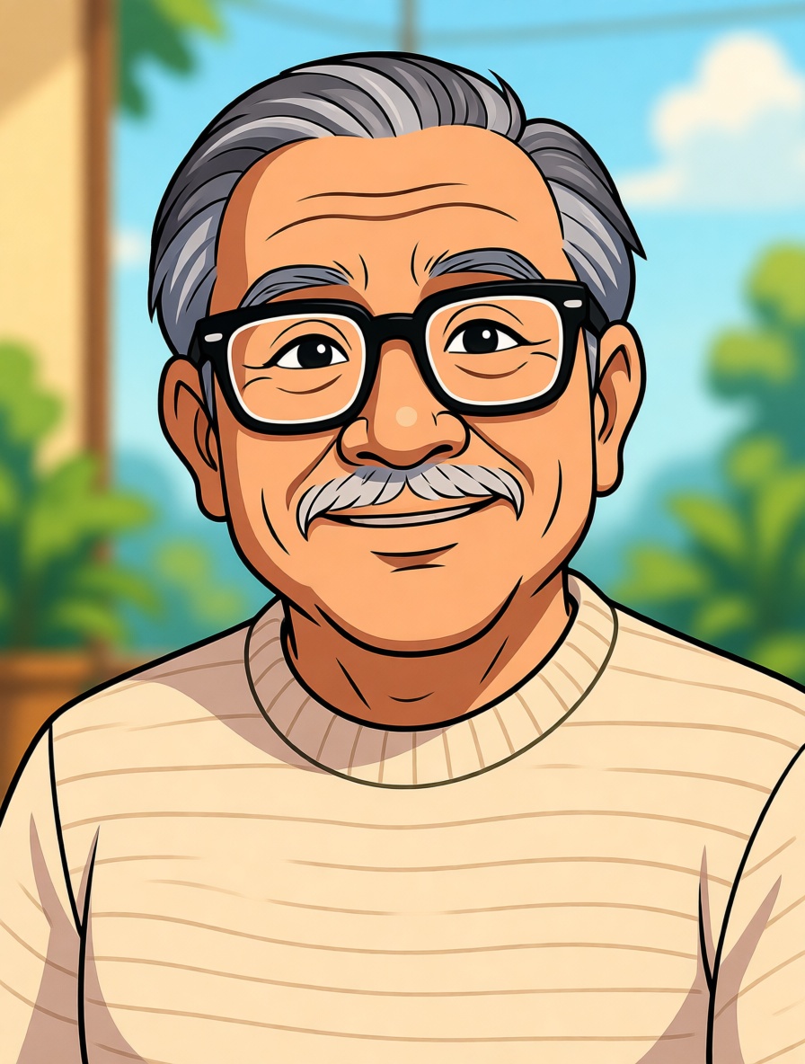 Mr. Kenji Glass character illustration