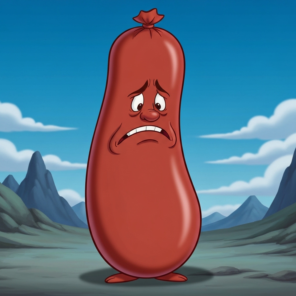 Whimpy weiner character illustration