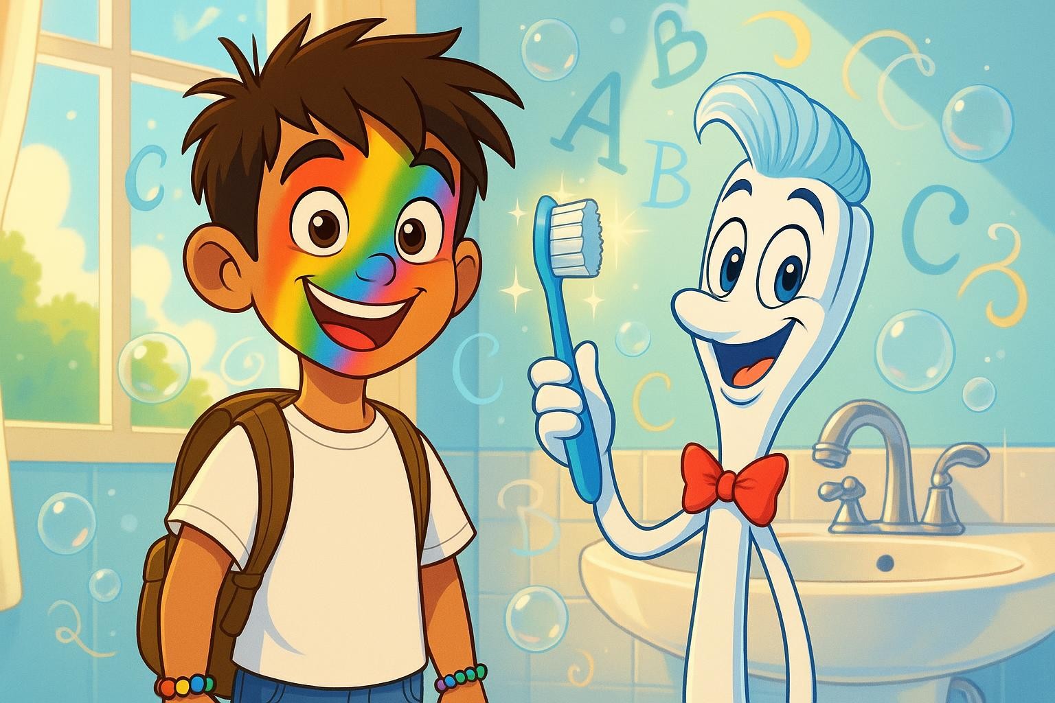 Rainbow Face's A-to-Z Tooth-brushing Tune cover illustration