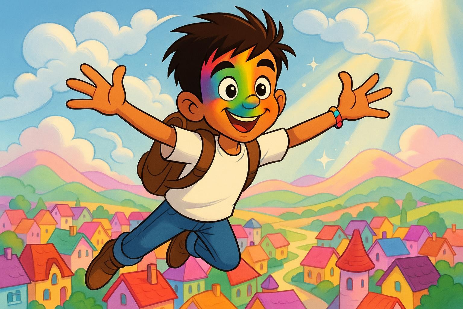 Rainbow Face and the Cloud That Could Giggle cover illustration