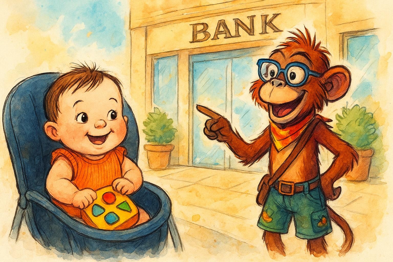 Baboon, Baby, and the Bank of Brightness cover illustration